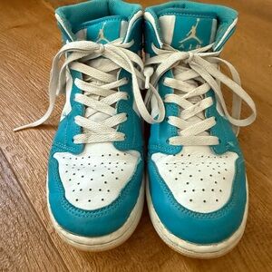 Kids Nike Air Jordan Blue and White High-Top Sneakers
